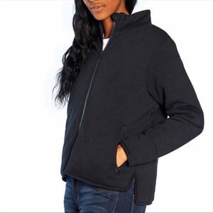 Three Dots Quilted Puffer Jacket - Black